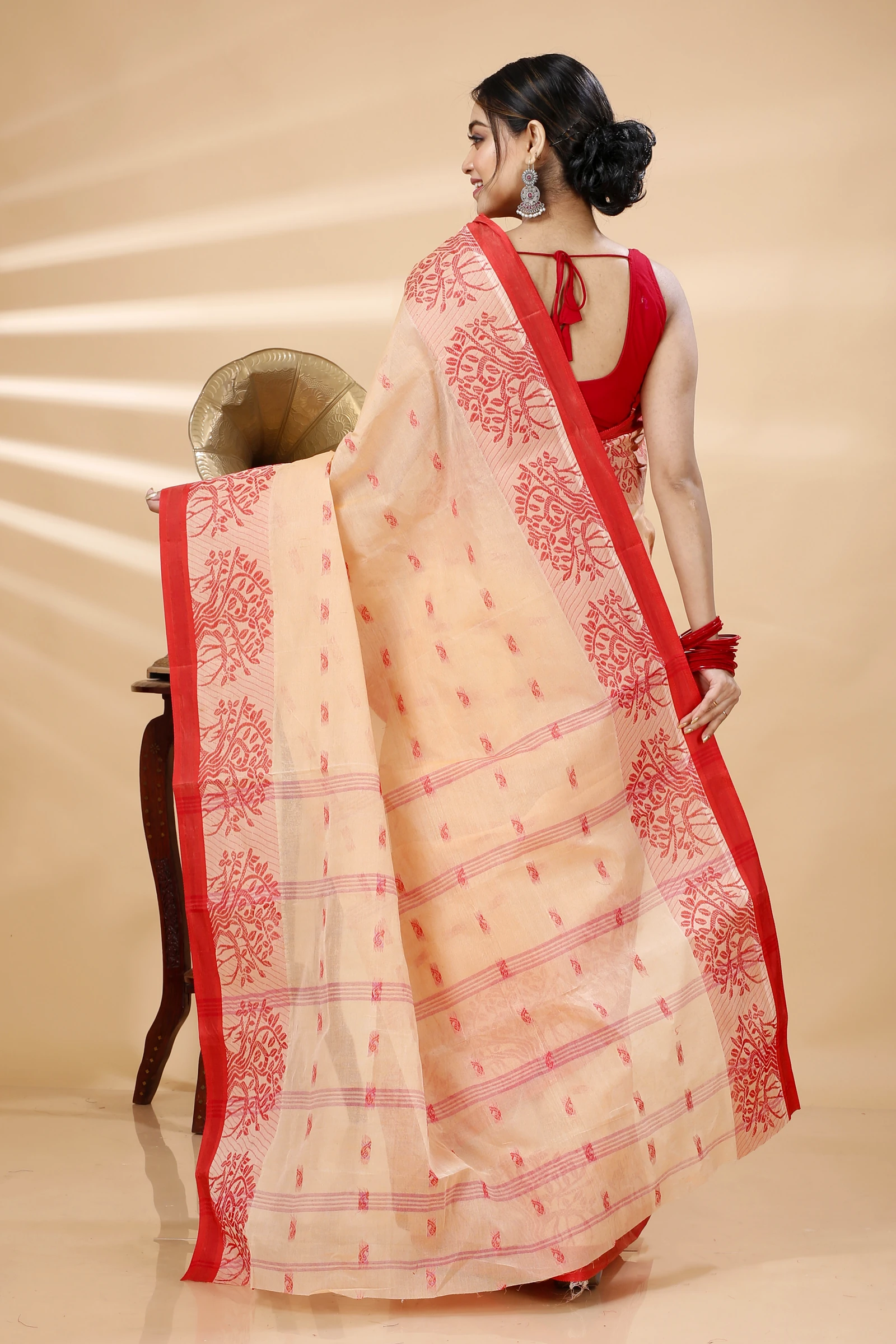 Off-White Pure Cotton Somaya Tant Saree (1044)