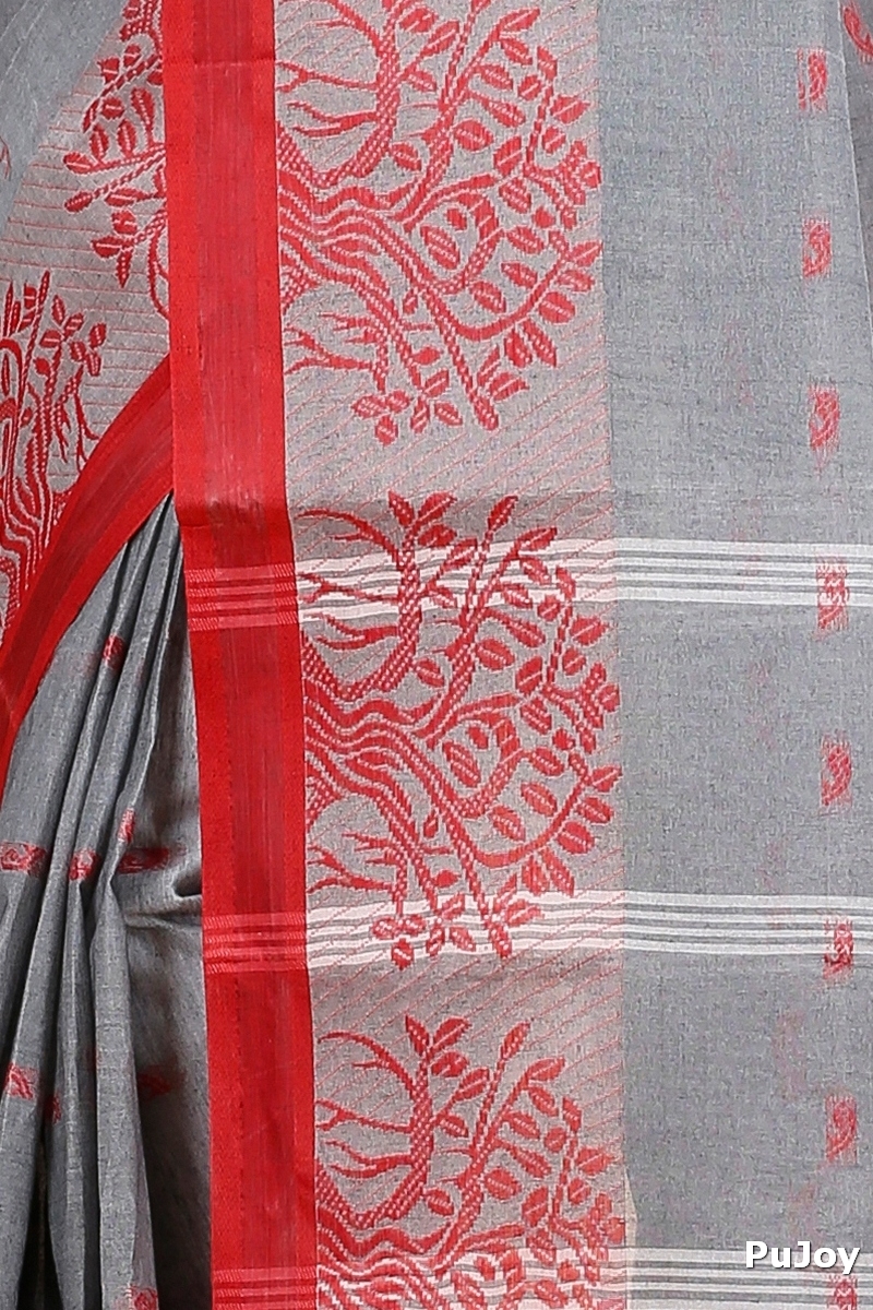 Grey Pure Cotton Somaya Tant Saree (1046)