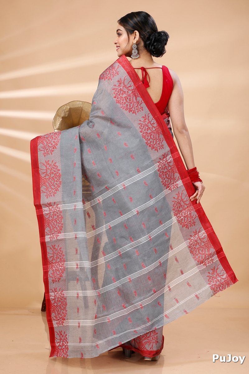 Grey Pure Cotton Somaya Tant Saree (1046)