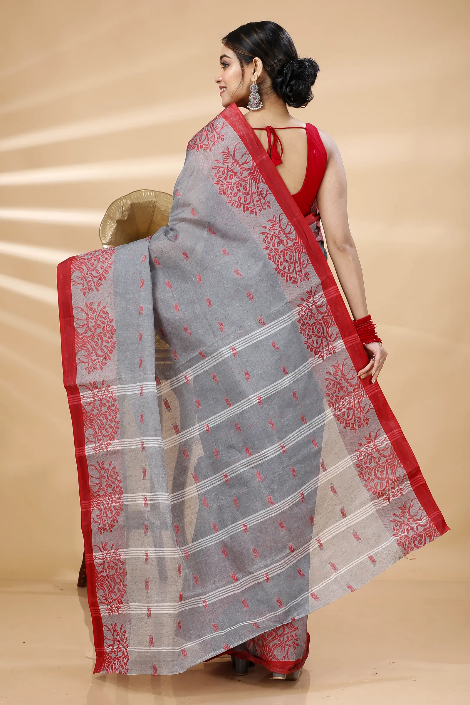 Grey Pure Cotton Somaya Tant Saree (1046)