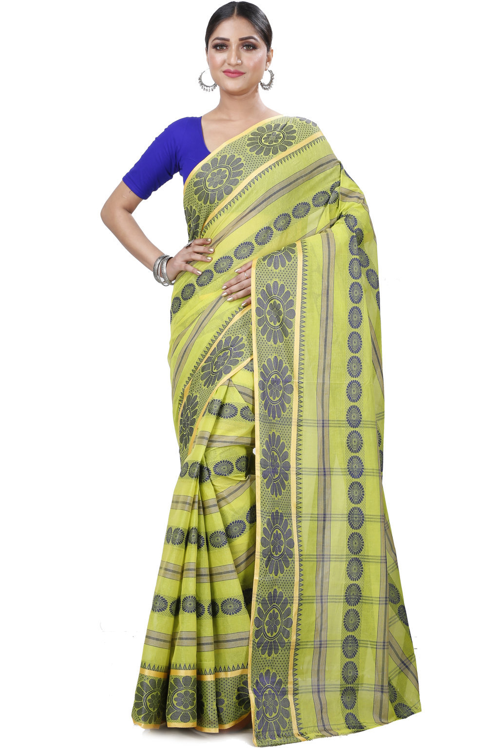 Green Pure Cotton Chakro_Tant Tant Saree (1049)