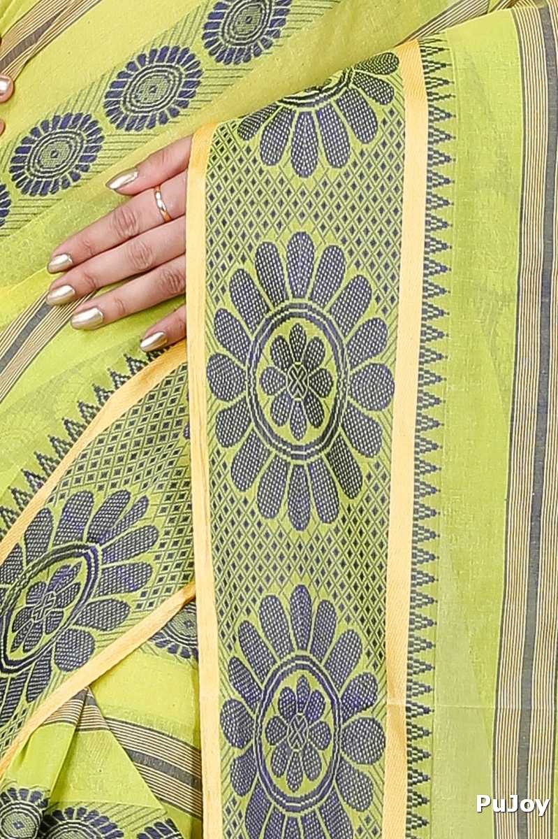 Green Pure Cotton Chakro_Tant Tant Saree (1049)