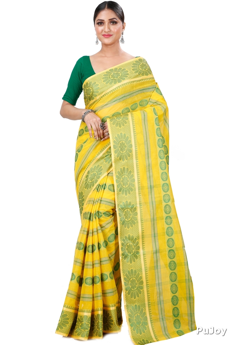 Yellow Pure Cotton Chakro_Tant Tant Saree (1050)