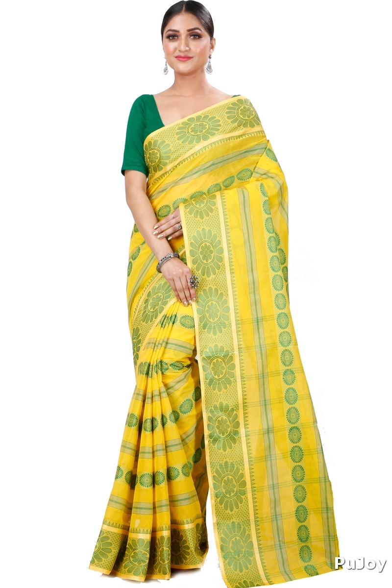 Yellow Pure Cotton Chakro_Tant Tant Saree (1050)