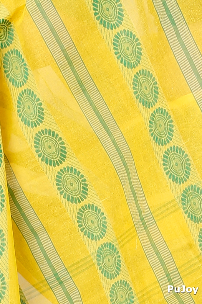 Yellow Pure Cotton Chakro_Tant Tant Saree (1050)