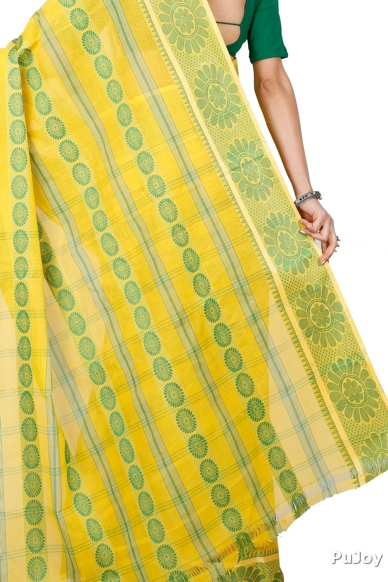 Yellow Pure Cotton Chakro_Tant Tant Saree (1050)