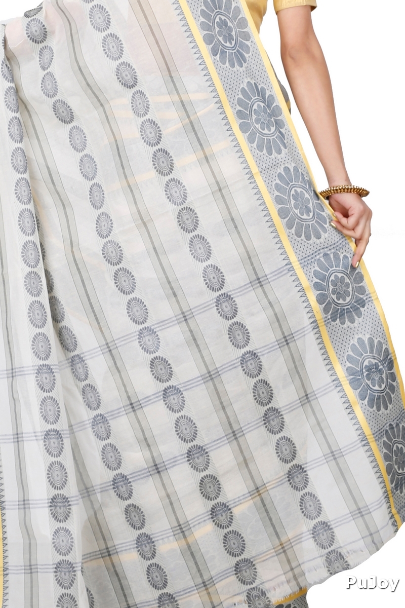 Silver Pure Cotton Chakro_Tant Tant Saree (1053)