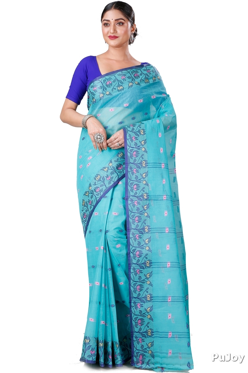 See Green Pure Cotton Gopika Tant Saree (1054)
