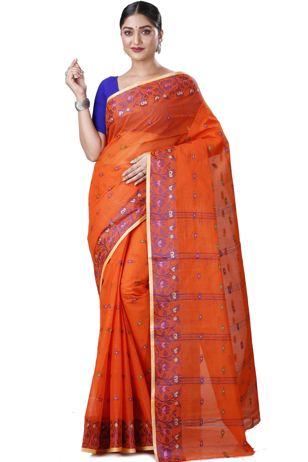 Orange Pure Cotton Gopika Tant Saree (1055)