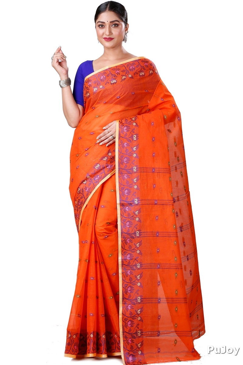 Orange Pure Cotton Gopika Tant Saree (1055)