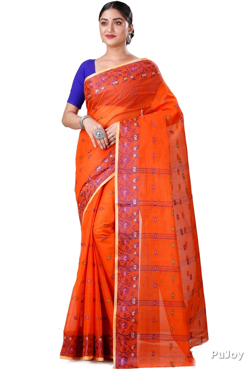 Orange Pure Cotton Gopika Tant Saree (1055)