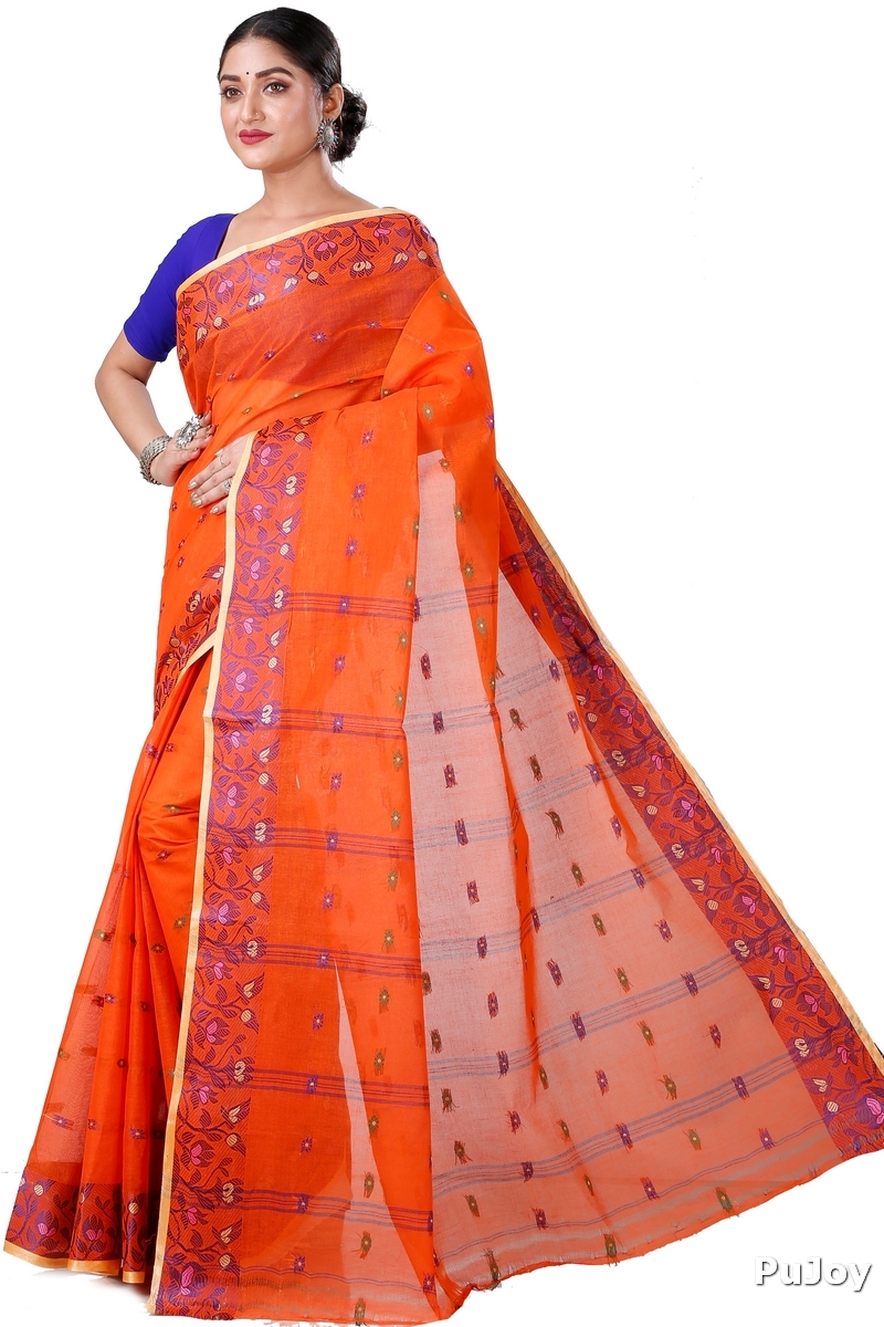 Orange Pure Cotton Gopika Tant Saree (1055)