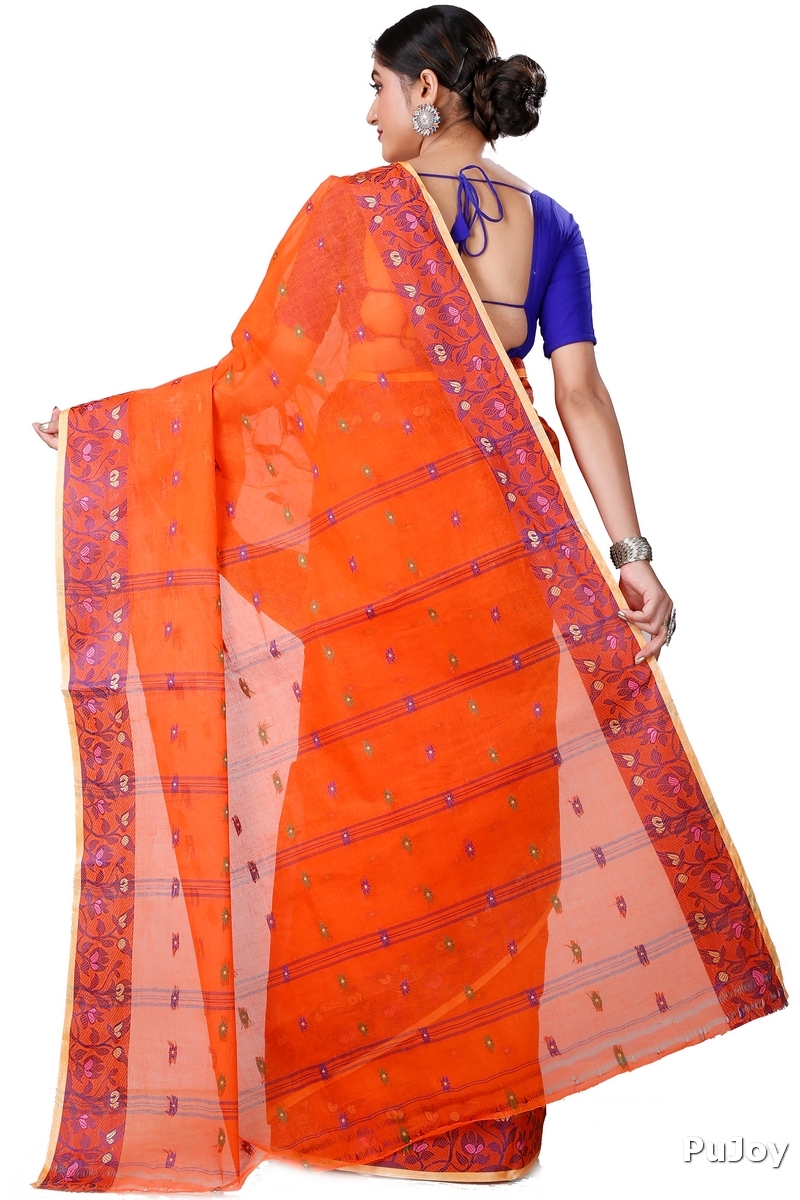 Orange Pure Cotton Gopika Tant Saree (1055)
