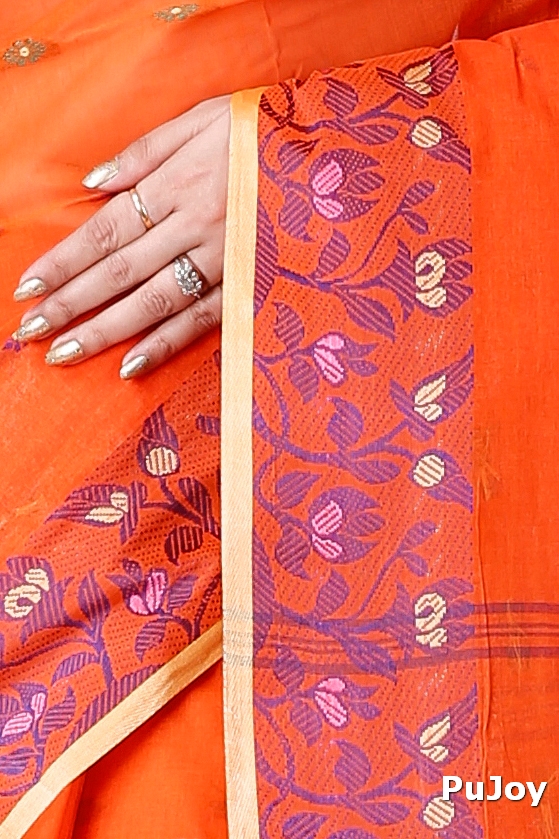 Orange Pure Cotton Gopika Tant Saree (1055)