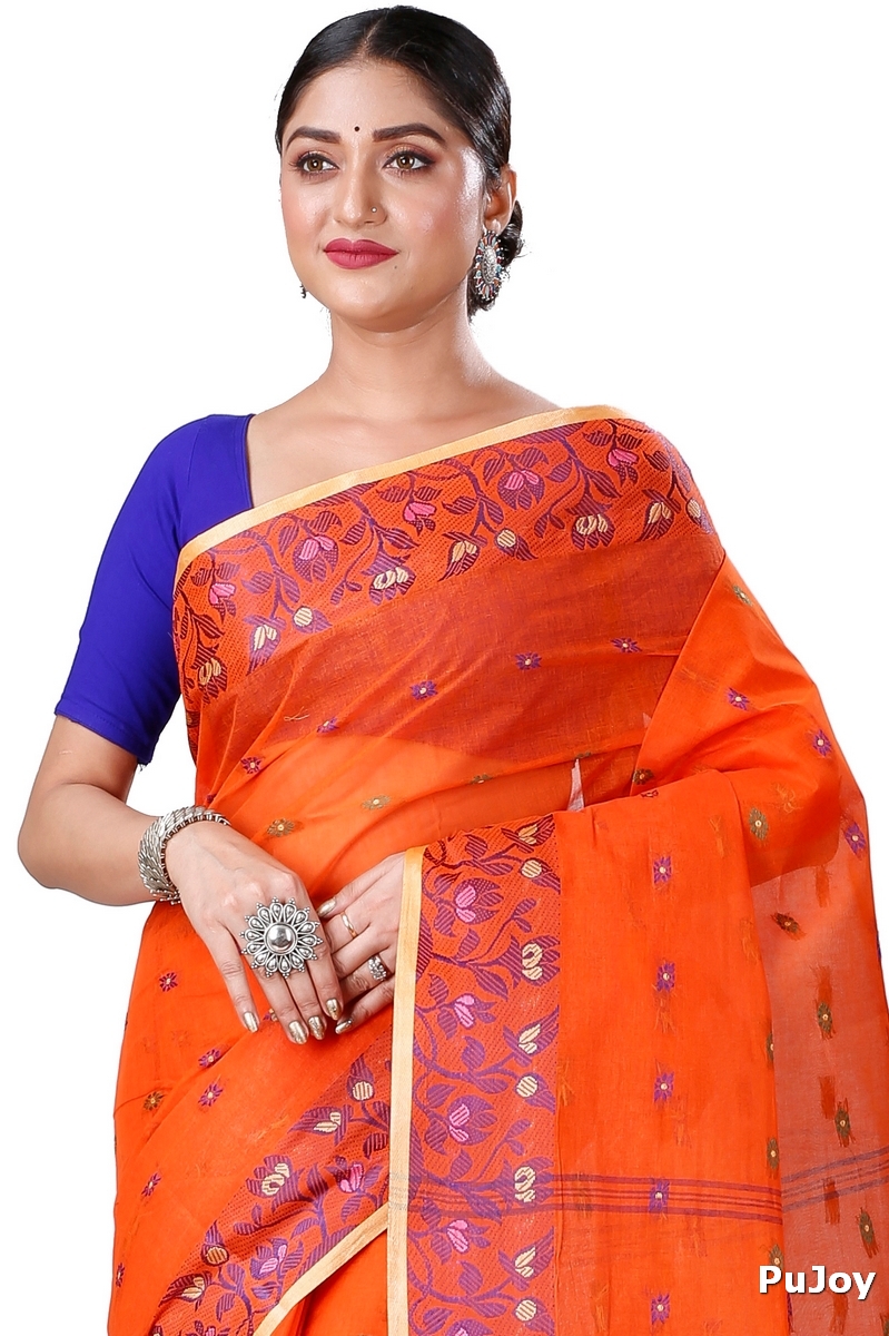 Orange Pure Cotton Gopika Tant Saree (1055)
