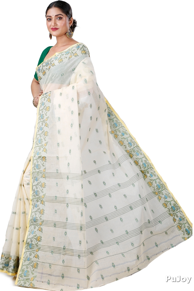 White Pure Cotton Gopika Tant Saree (1056)