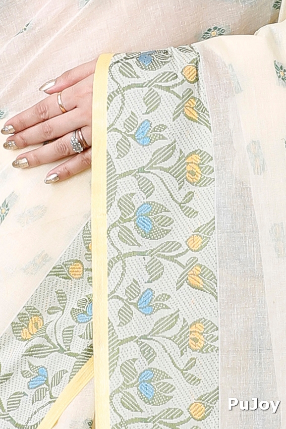 White Pure Cotton Gopika Tant Saree (1056)