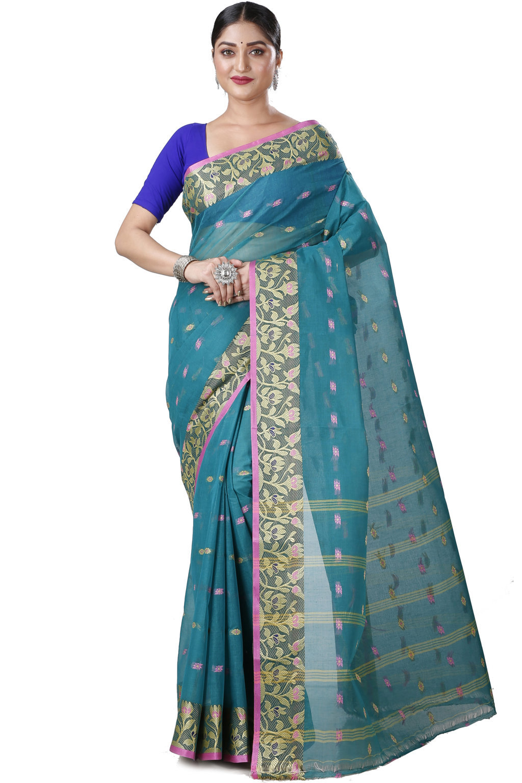 Dark Green Pure Cotton Gopika Tant Saree (1057)