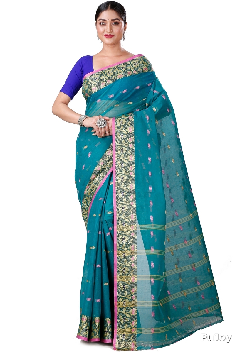 Dark Green Pure Cotton Gopika Tant Saree (1057)