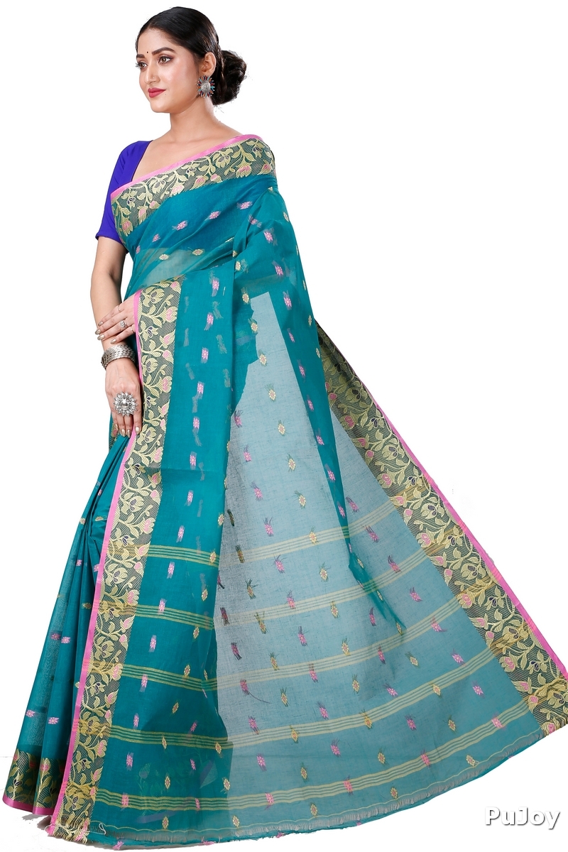 Dark Green Pure Cotton Gopika Tant Saree (1057)