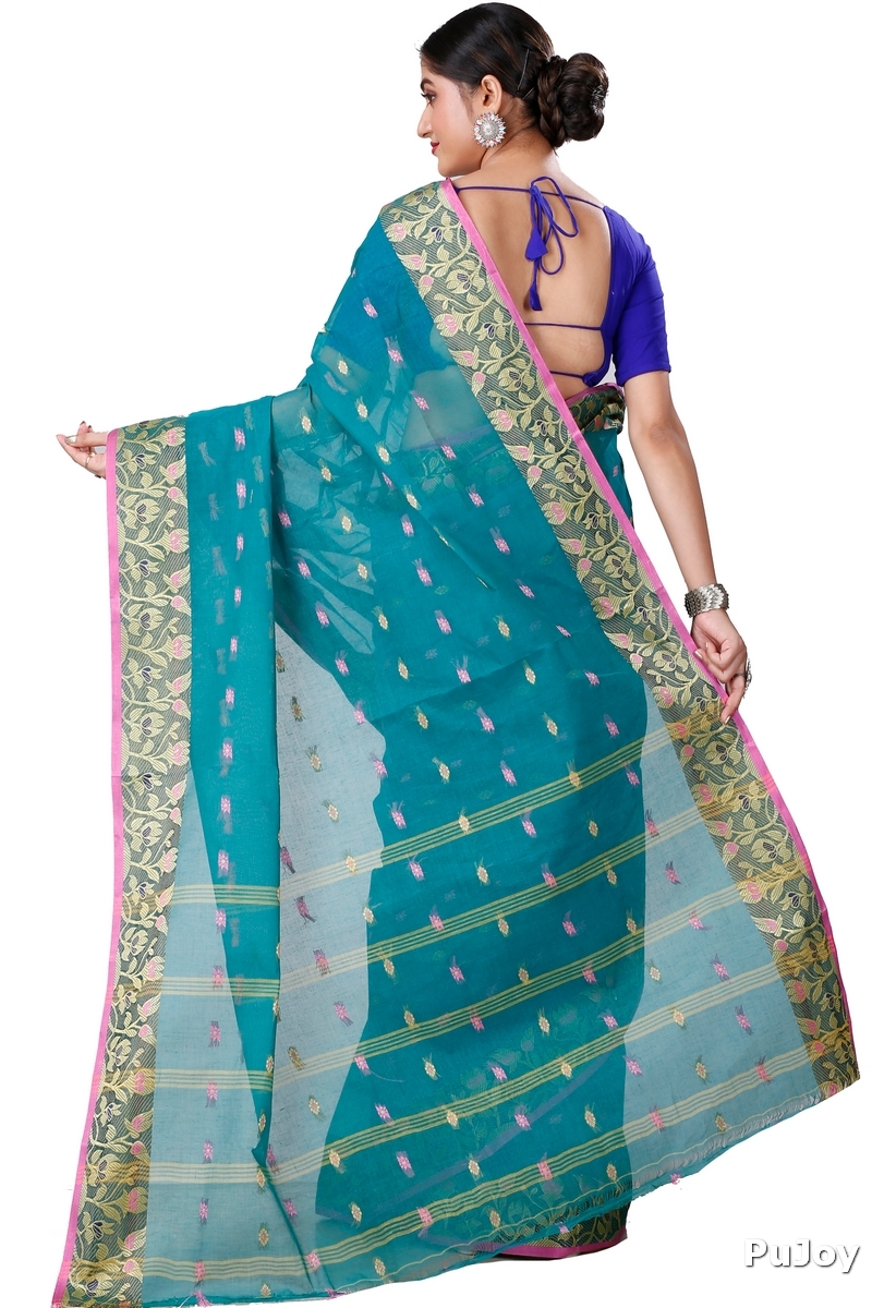 Dark Green Pure Cotton Gopika Tant Saree (1057)