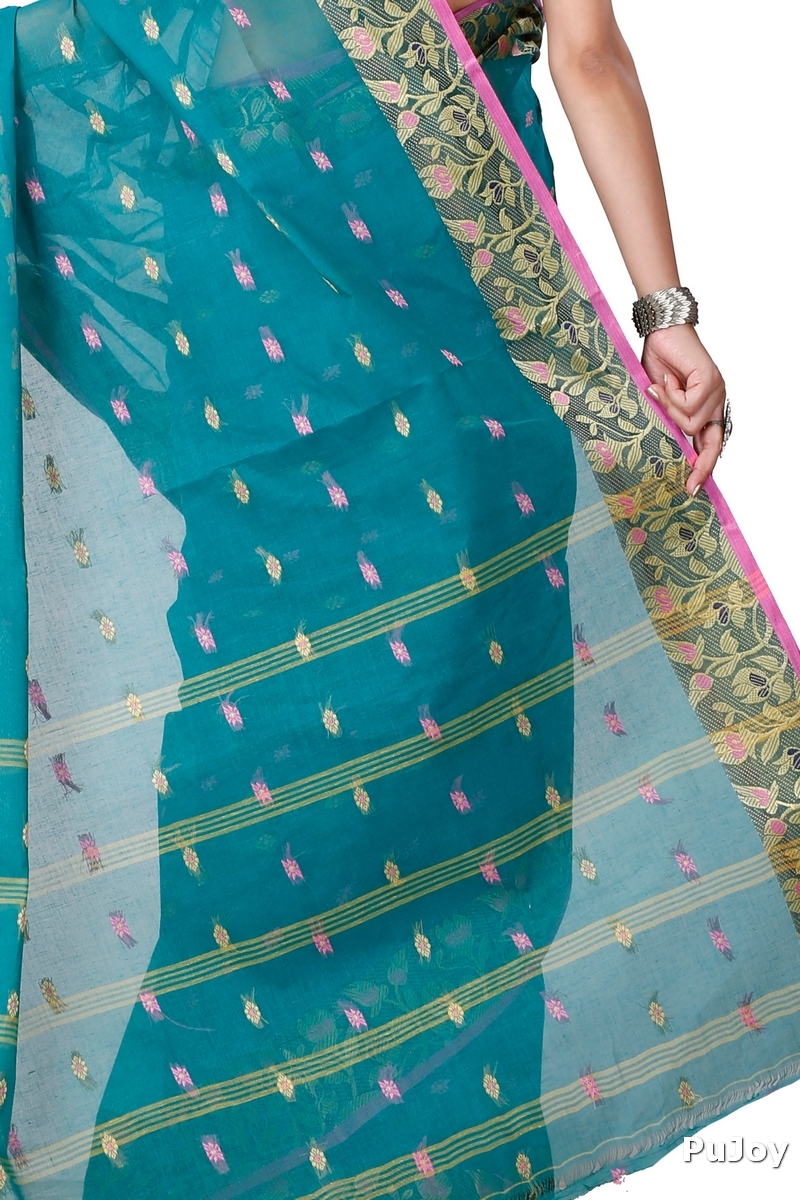 Dark Green Pure Cotton Gopika Tant Saree (1057)
