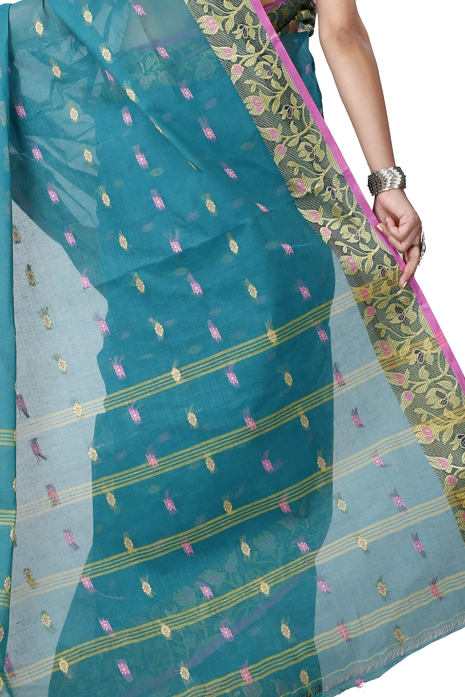 Dark Green Pure Cotton Gopika Tant Saree (1057)