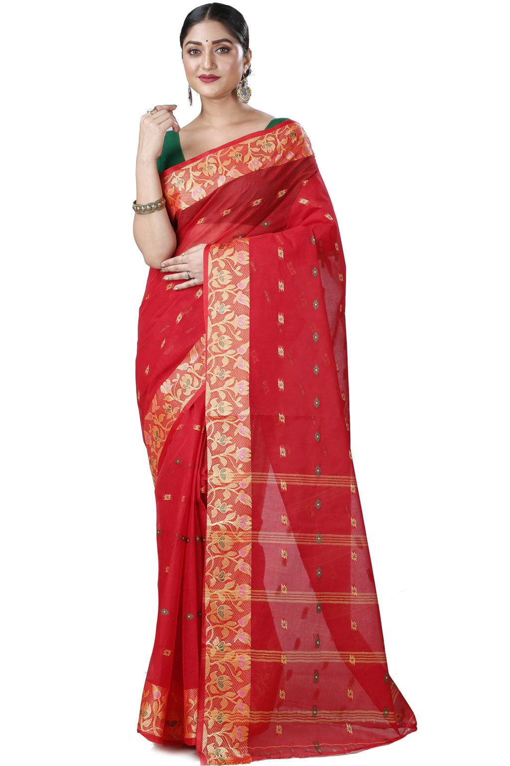 Red Pure Cotton Gopika Tant Saree (1058)