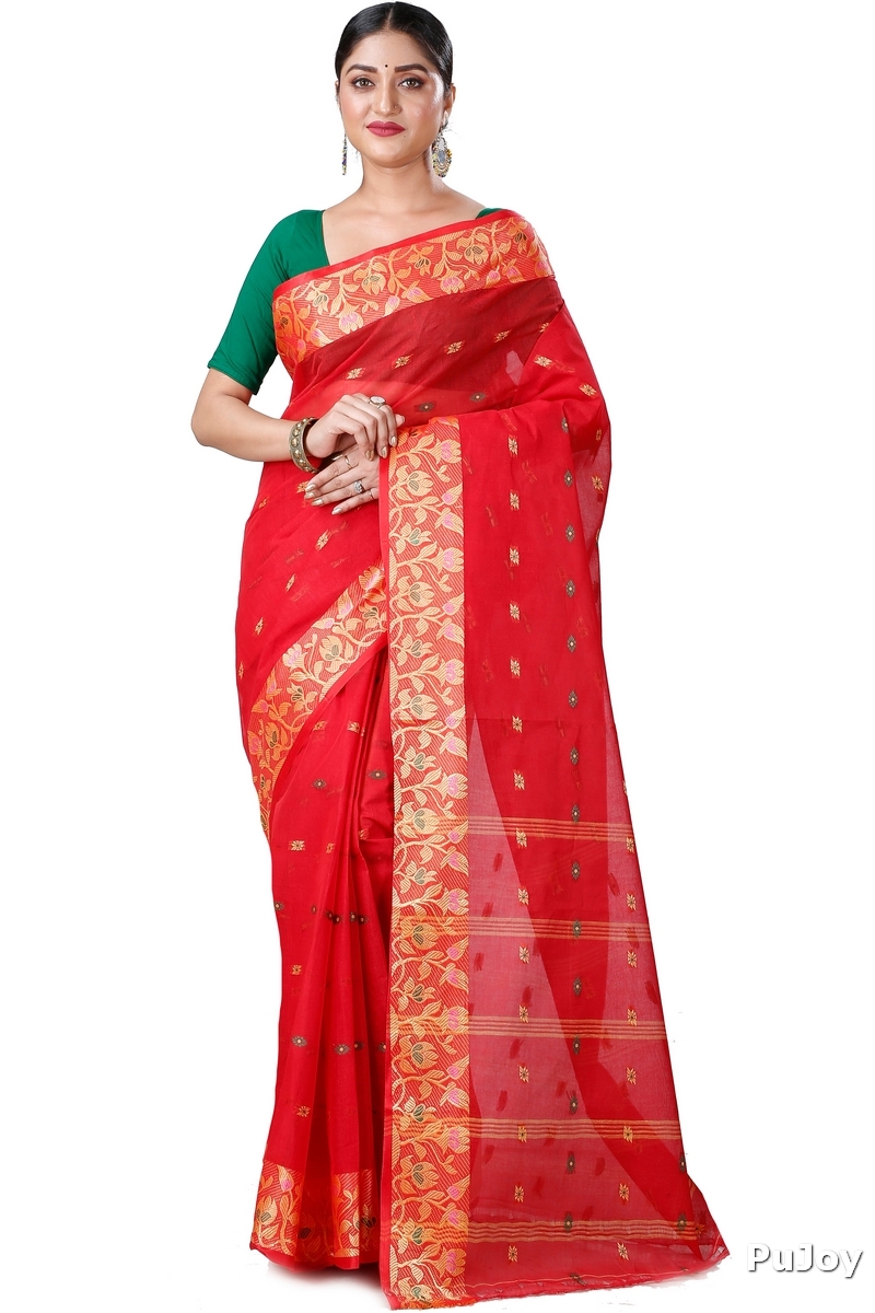 Red Pure Cotton Gopika Tant Saree (1058)