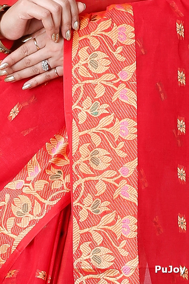 Red Pure Cotton Gopika Tant Saree (1058)