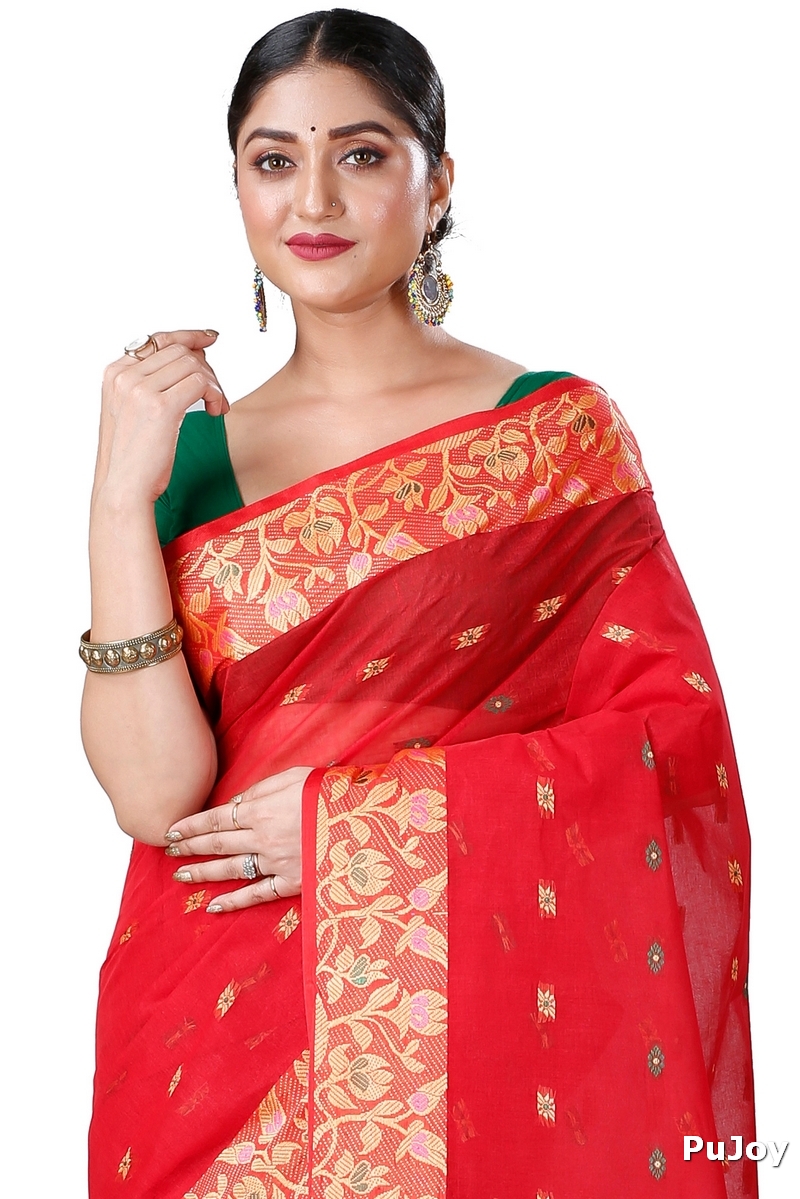 Red Pure Cotton Gopika Tant Saree (1058)