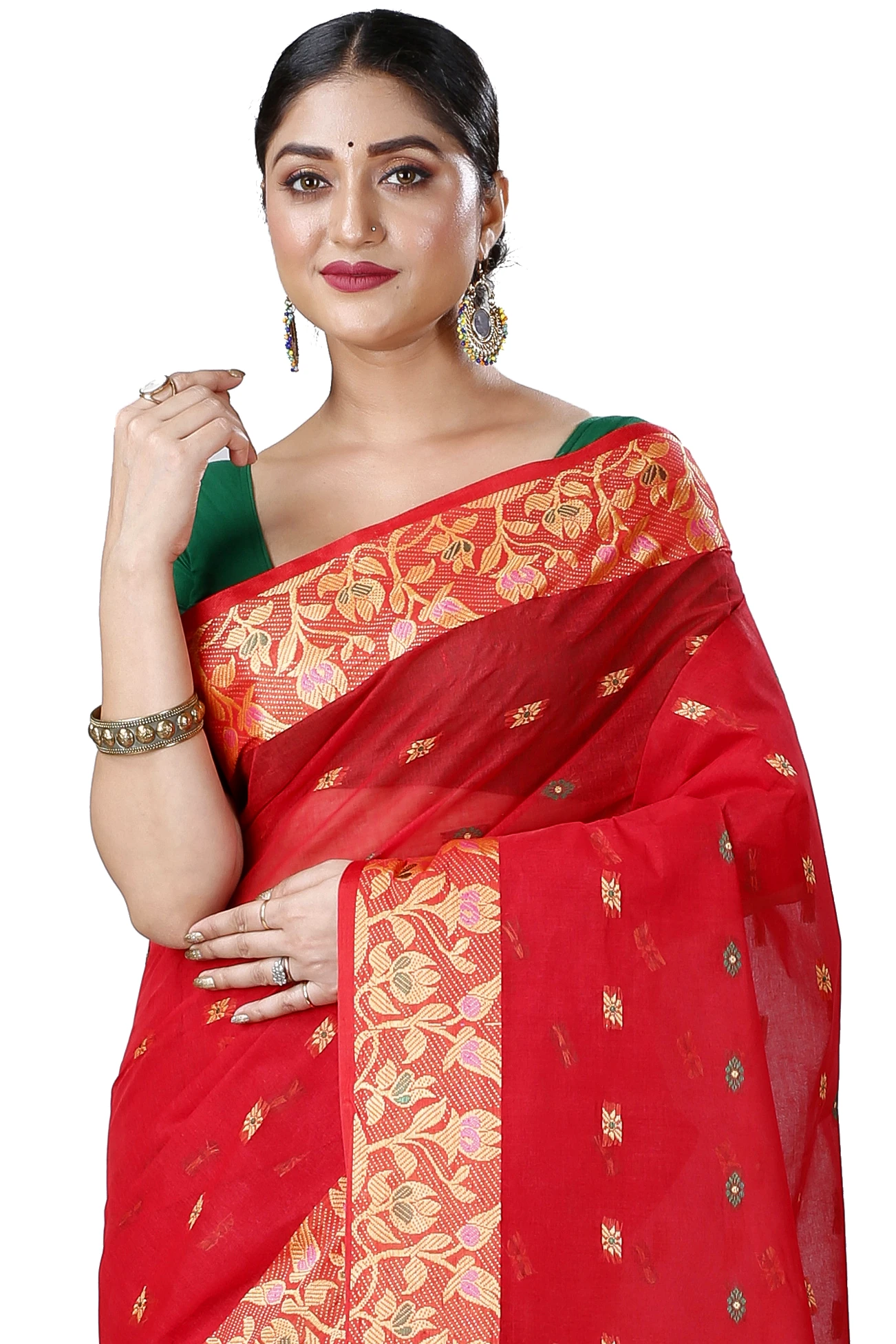 Red Pure Cotton Gopika Tant Saree (1058)