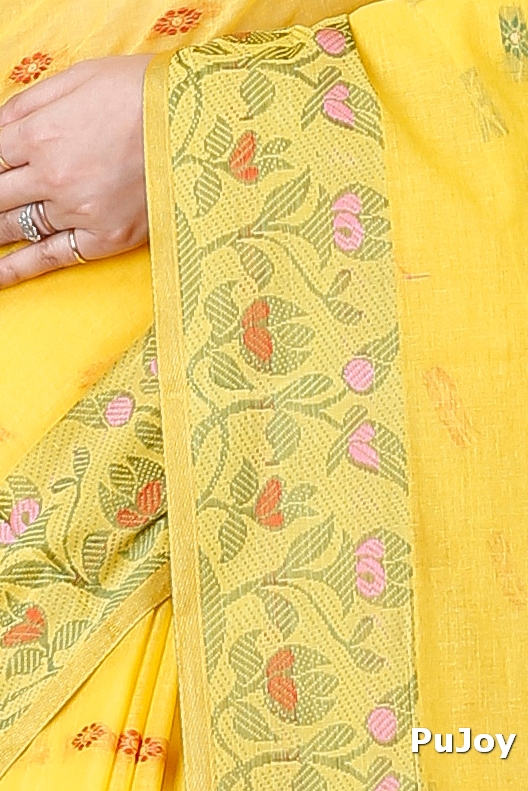 Yellow Pure Cotton Gopika Tant Saree (1059)