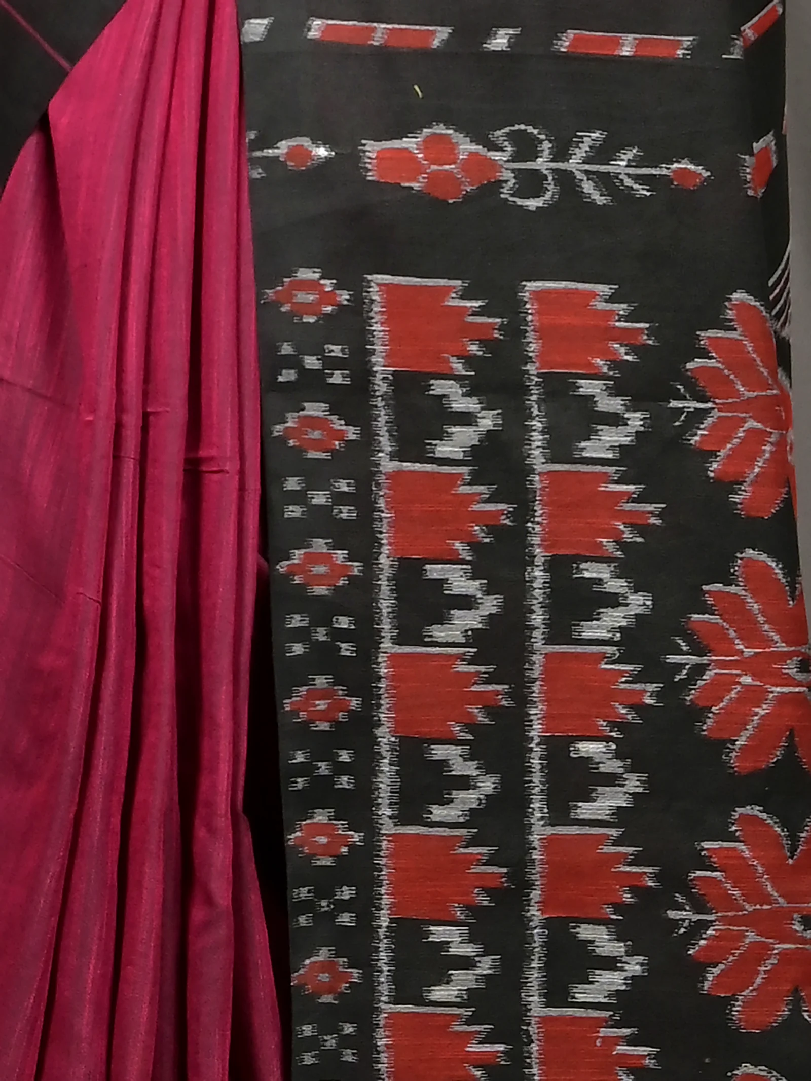 Maroon Black Cotton Soupur Kotki Saree  (106)
