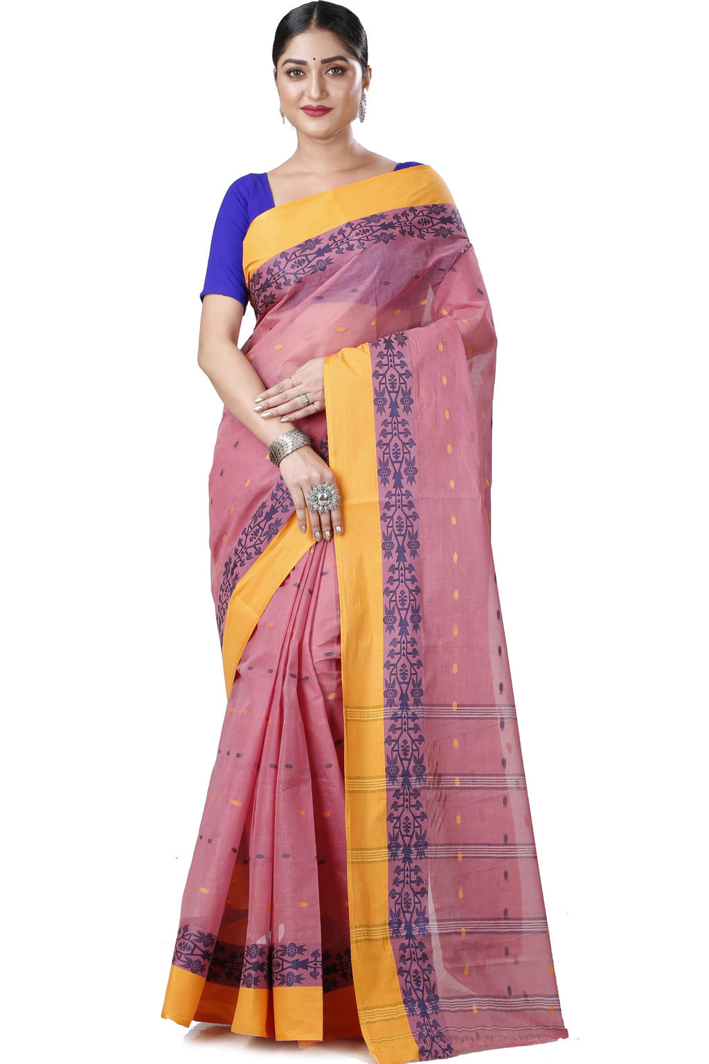 Peach Pure Cotton Apurva Tant Saree (1061)