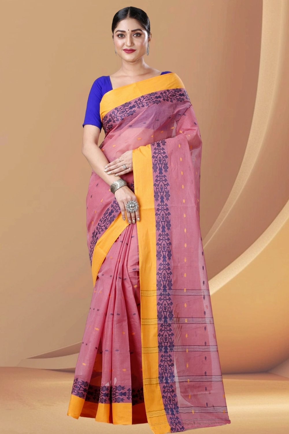 Peach Pure Cotton Apurva Tant Saree (1061)