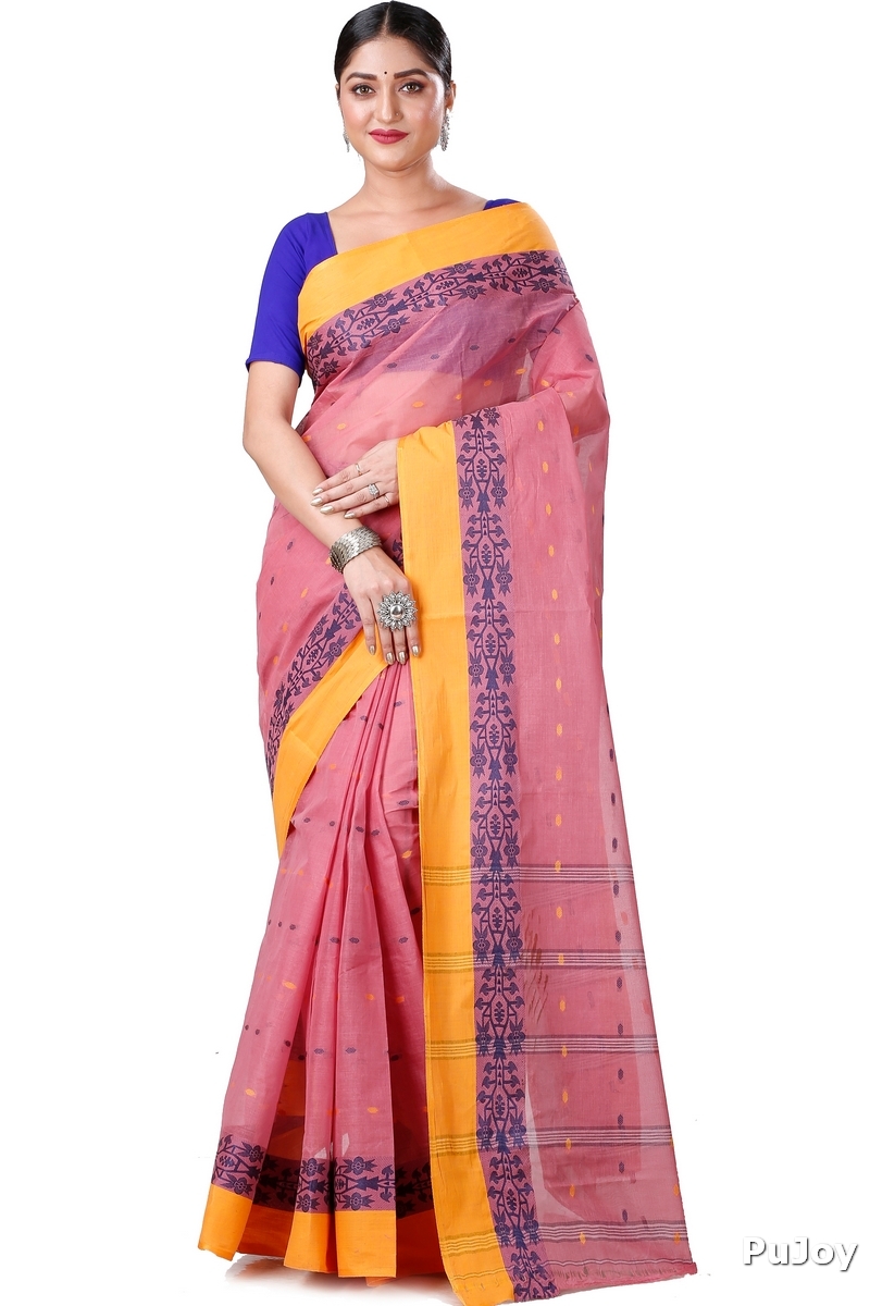 Peach Pure Cotton Apurva Tant Saree (1061)