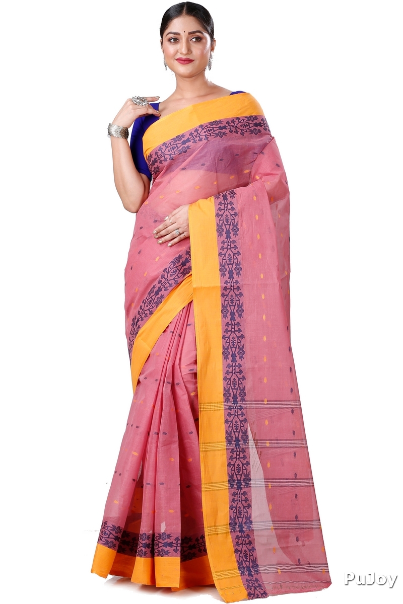 Peach Pure Cotton Apurva Tant Saree (1061)