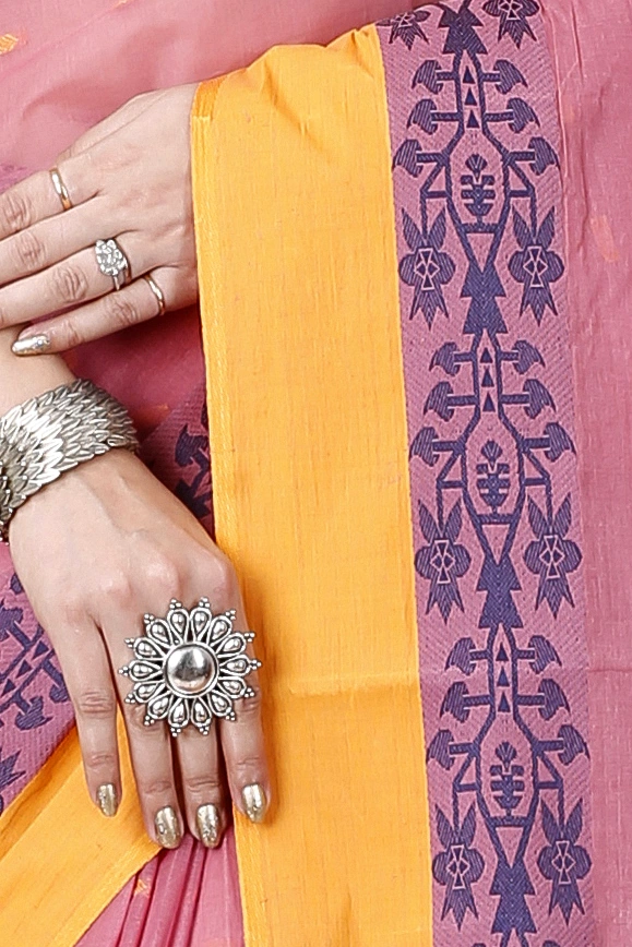 Peach Pure Cotton Apurva Tant Saree (1061)