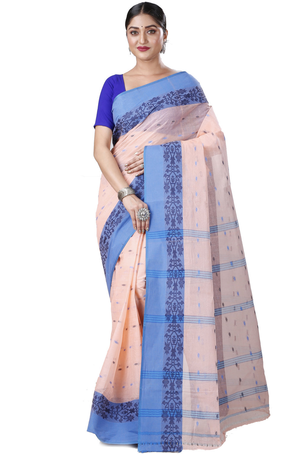 Peach Pure Cotton Apurva Tant Saree (1062)