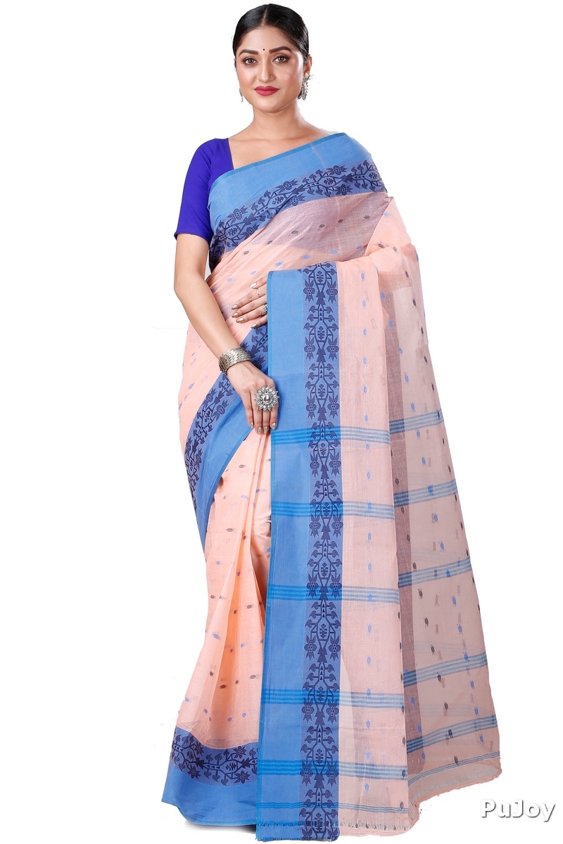 Peach Pure Cotton Apurva Tant Saree (1062)