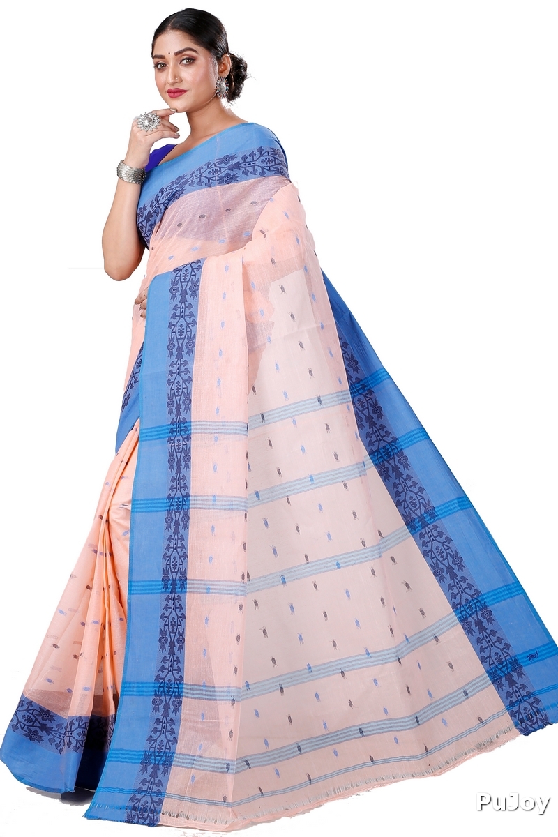 Peach Pure Cotton Apurva Tant Saree (1062)