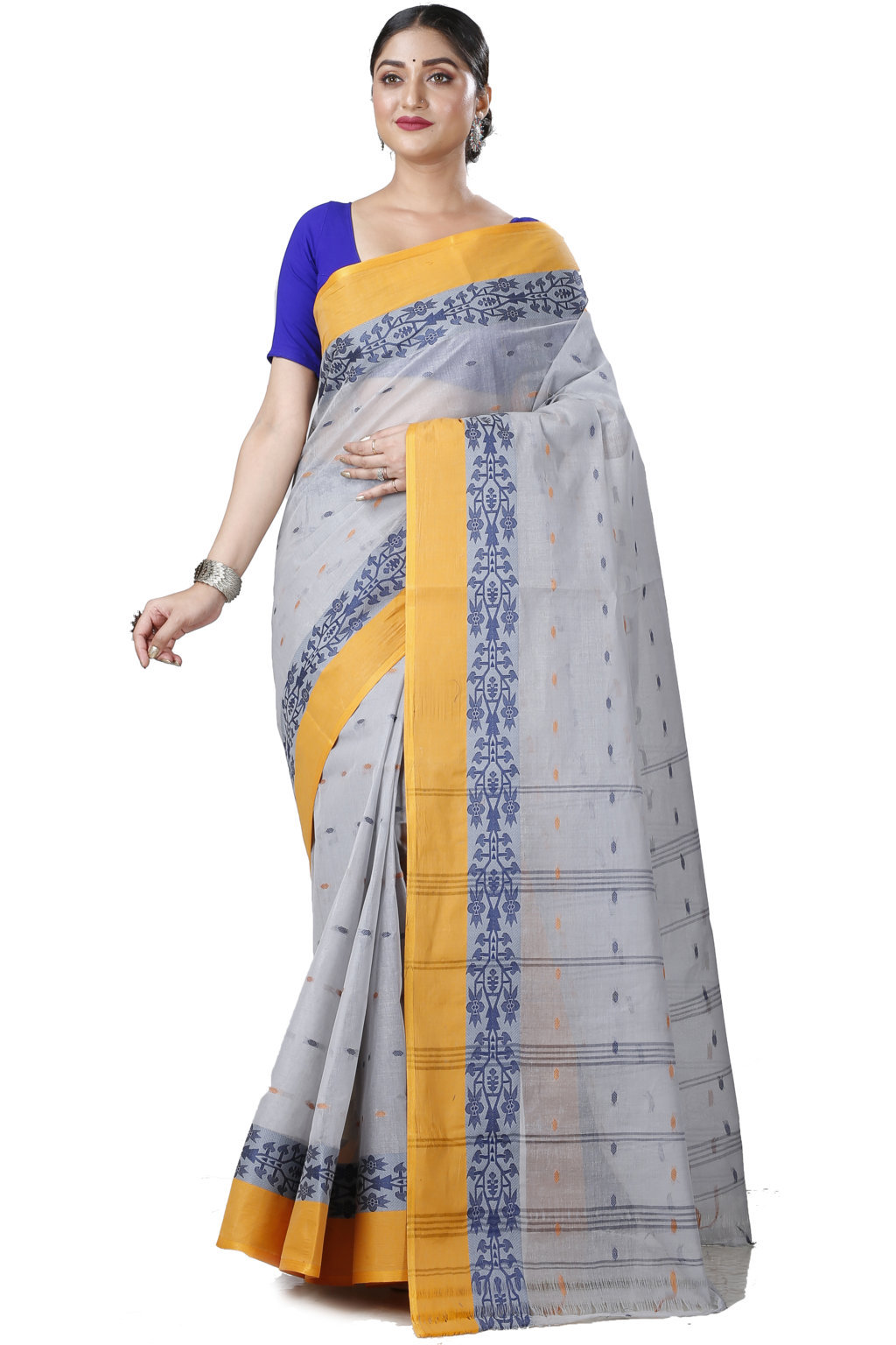 Grey Pure Cotton Apurva Tant Saree (1063)