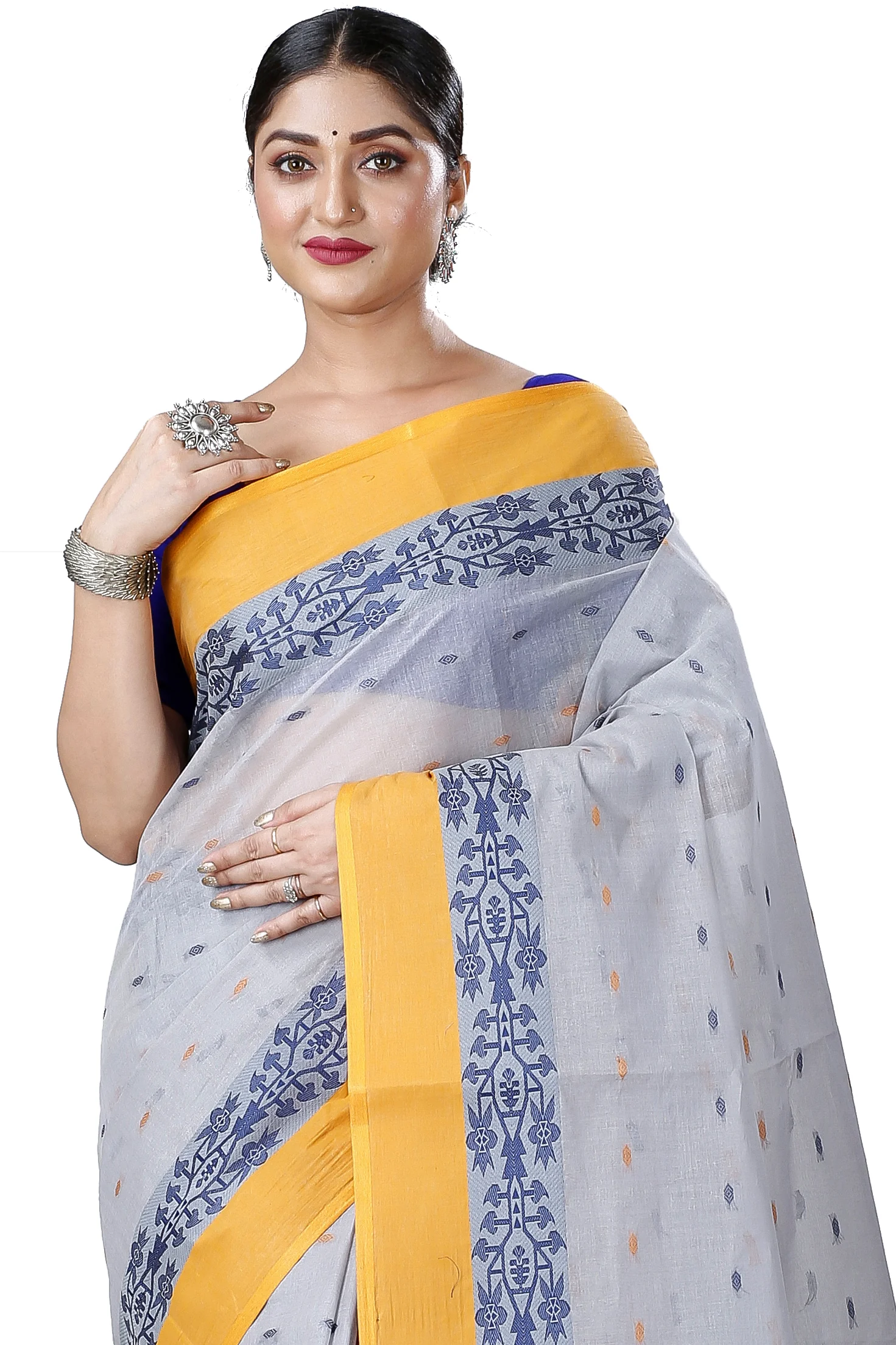Grey Pure Cotton Apurva Tant Saree (1063)