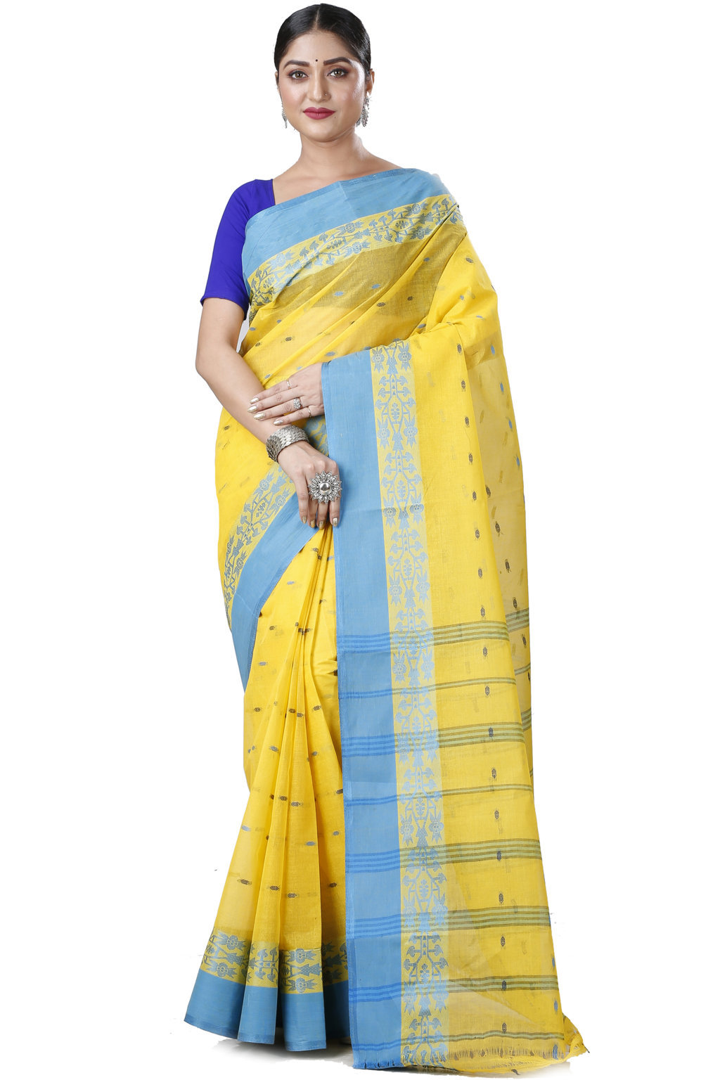 Yellow Pure Cotton Apurva Tant Saree (1064)