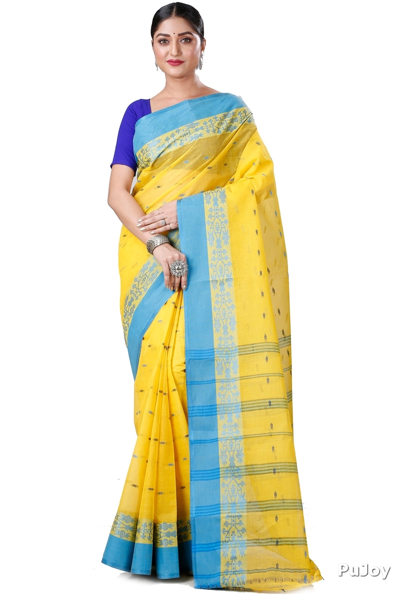 Yellow Pure Cotton Apurva Tant Saree (1064)