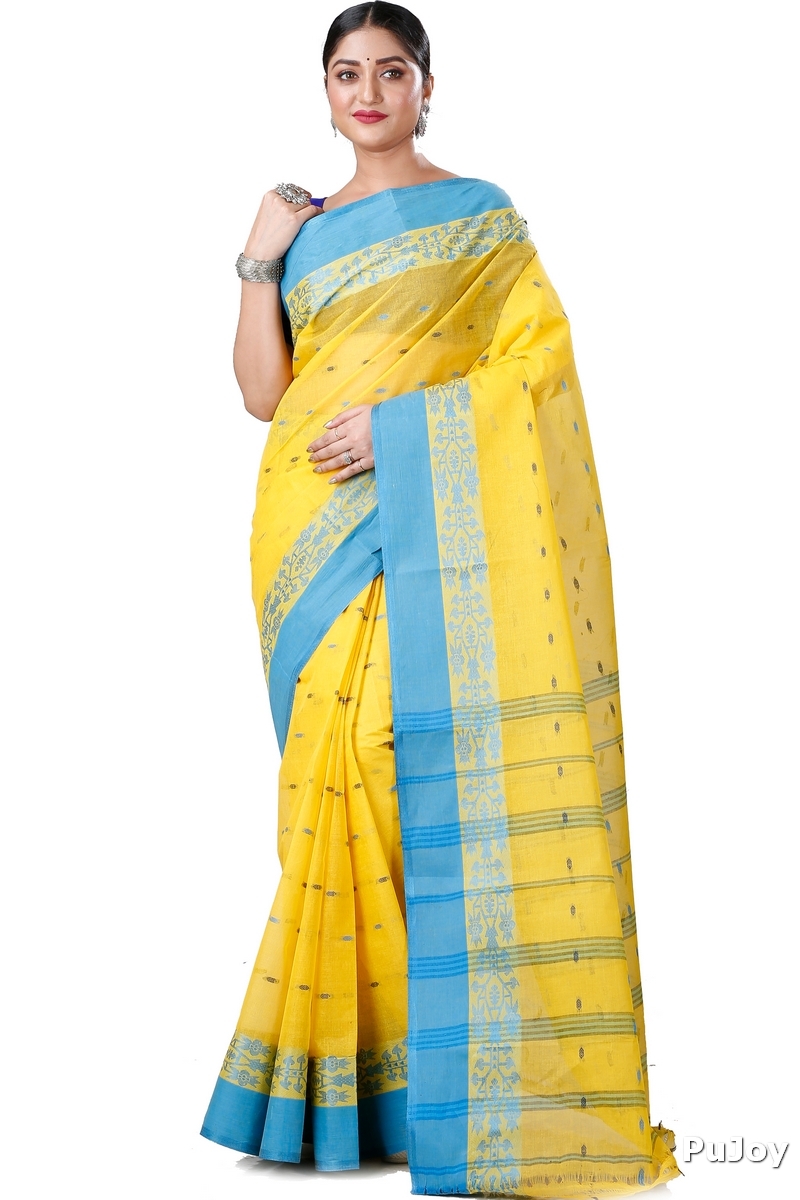 Yellow Pure Cotton Apurva Tant Saree (1064)
