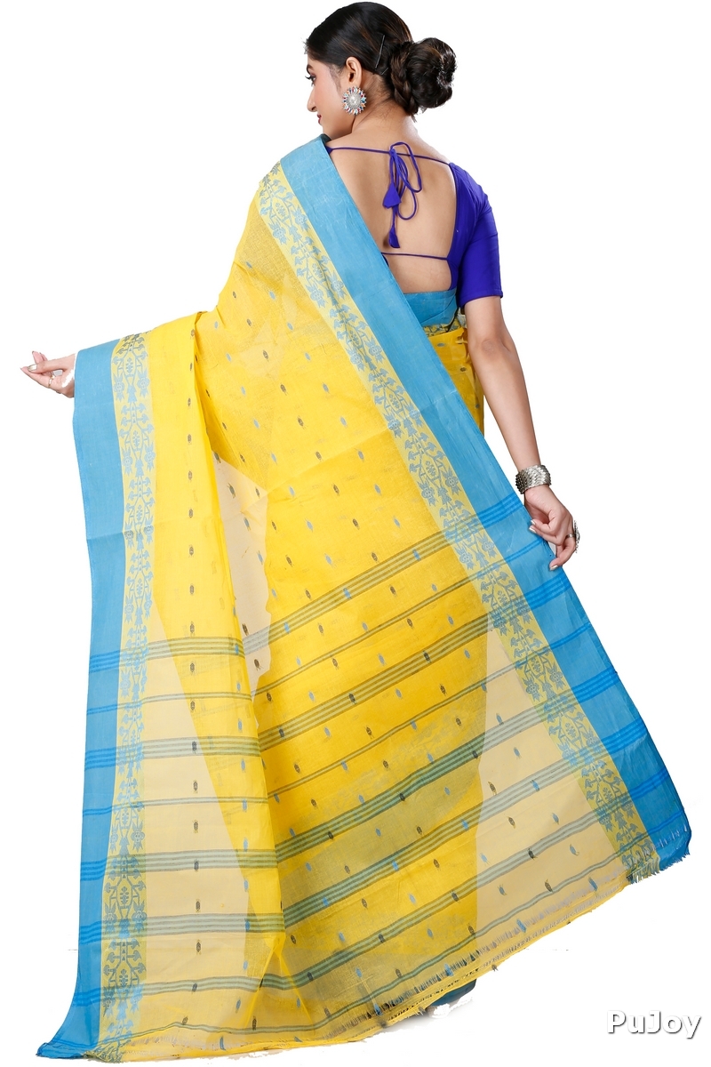 Yellow Pure Cotton Apurva Tant Saree (1064)