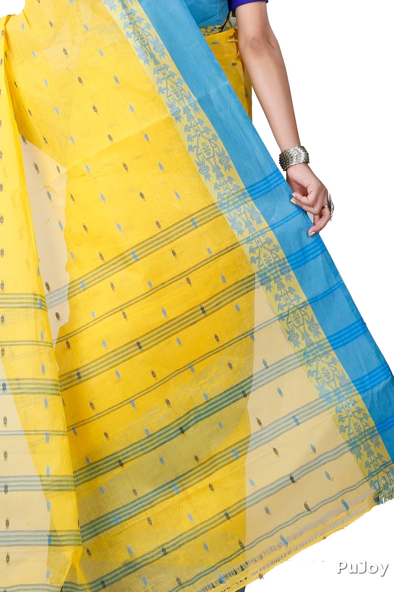 Yellow Pure Cotton Apurva Tant Saree (1064)