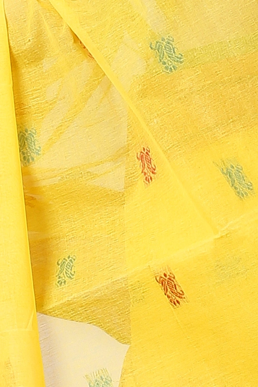 Yellow Pure Cotton Manjuri Tant Saree (1068)